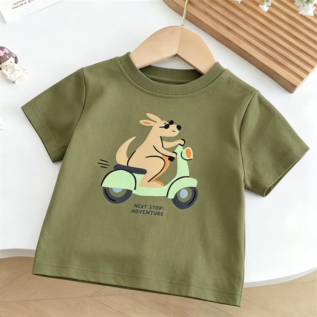 Kids Short-sleeved Tops Outer Wear Toddler Cartoon Printed T Shirt Summer Clothing Toddler Lovely Cotton Round Neck Base Shirt
