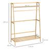 Clothes Rack Wardrobe Coat Stand With 2 Shelves 2 Hooks And 1 Hanging Bar In Bamboo