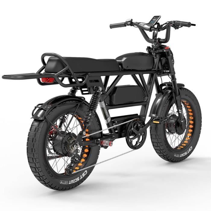 LANKELEISI X-Black-Knight 2 × 1000W Double Moteurs Vélo Électrique 45AH Batterie Électrique 26 "pouces Gros Pneu E-Bike