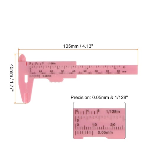 uxcell Mini Plastic Calipers, 80mm Vernier Calipers, Sliding Gauge, Portable Ruler Measuring Tool, Metric/Inch, Pink, 10 Pieces