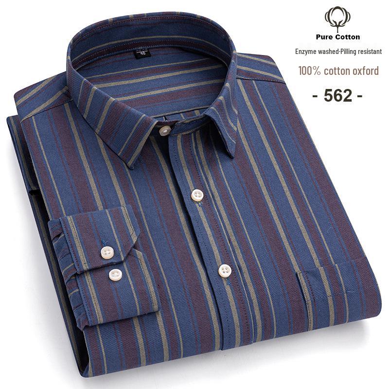Men's Plus Size Plaid Oxford Cotton Long-Sleeve Shirt