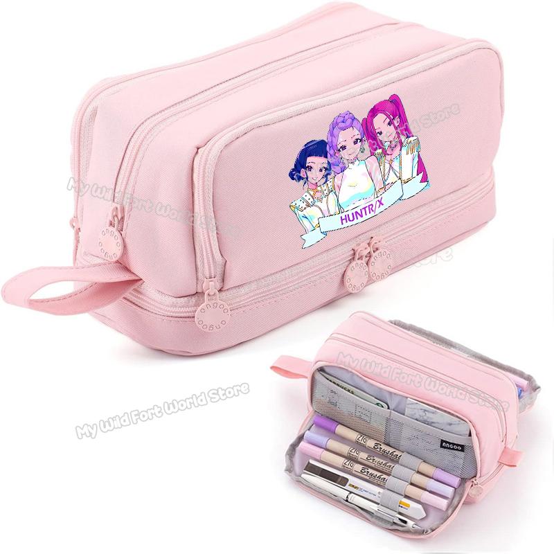 High Quality Kpop Demon Hunters High-capacity Pencilcase Rumi Mira Zoey Girl Stationery Pouch Cartoon Student Pencil Bag School Supplies