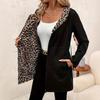 Jachetă Lungă cu Glugă și Fermoar Reversibilă cu Imprimeu Leopard pentru Femei Toamnă Iarnă, Trenci Casual Stil European American, Îmbrăcăminte Exterioară Transfrontalieră