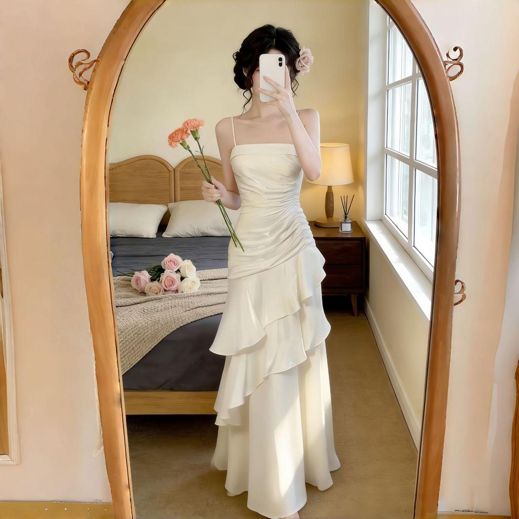 Champagne Strapless Evening Gown - High-End 2026 Banquet, Performance, Bridesmaid, Birthday & Graduation Dress