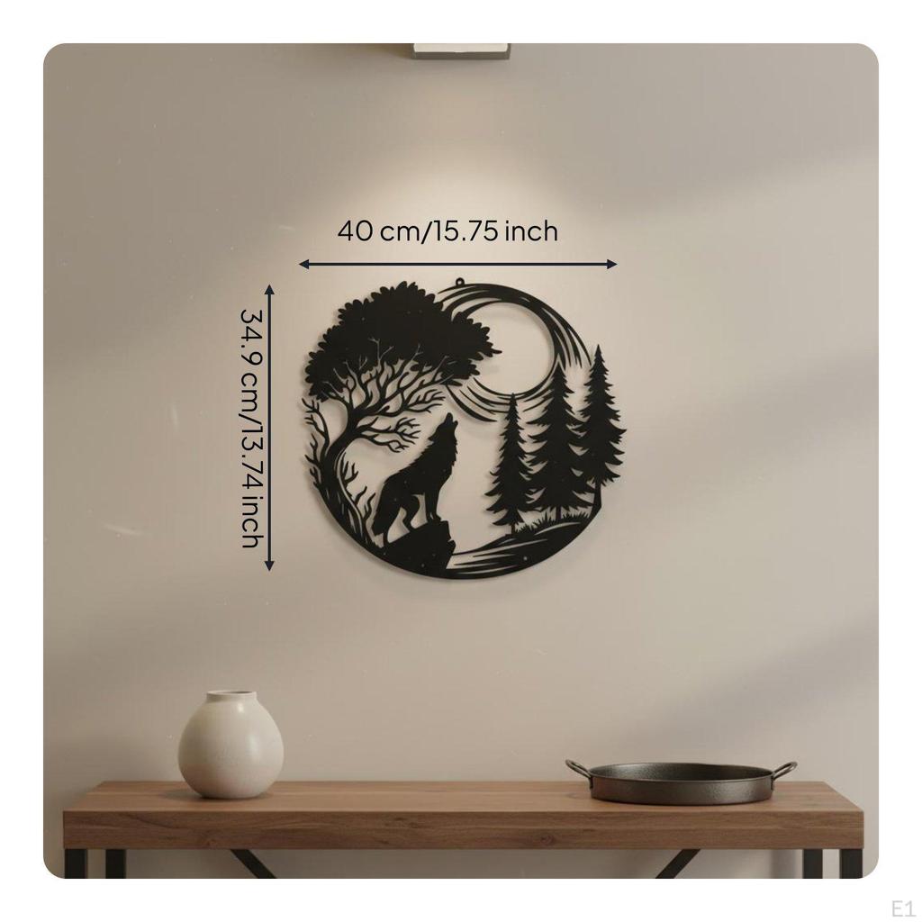 Wolf Metal Wall Art Cut Minimalist Design Iron Animal Hanging for Nature