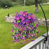 Water-free Flower Decor Artificial Flowers for Outdoor, Fake Hanging Morning Glory with Eucalyptus Leaves, UV No Maintenance Resistant Faux