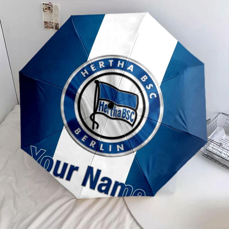 1 PC Automatic Folding Umbrella - Hertha BSC Custom Name Pattern, Portable & Foldable Design with 8 Ribs, Christmas Birthday Gifts