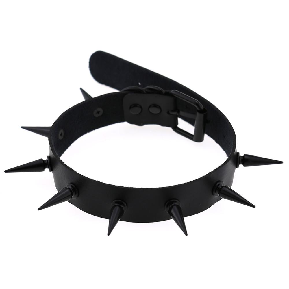 Black Spiked Choker Collar Vegan Leather witch jewelry witches cosplay Necklace goth chocker Gothic Accessories
