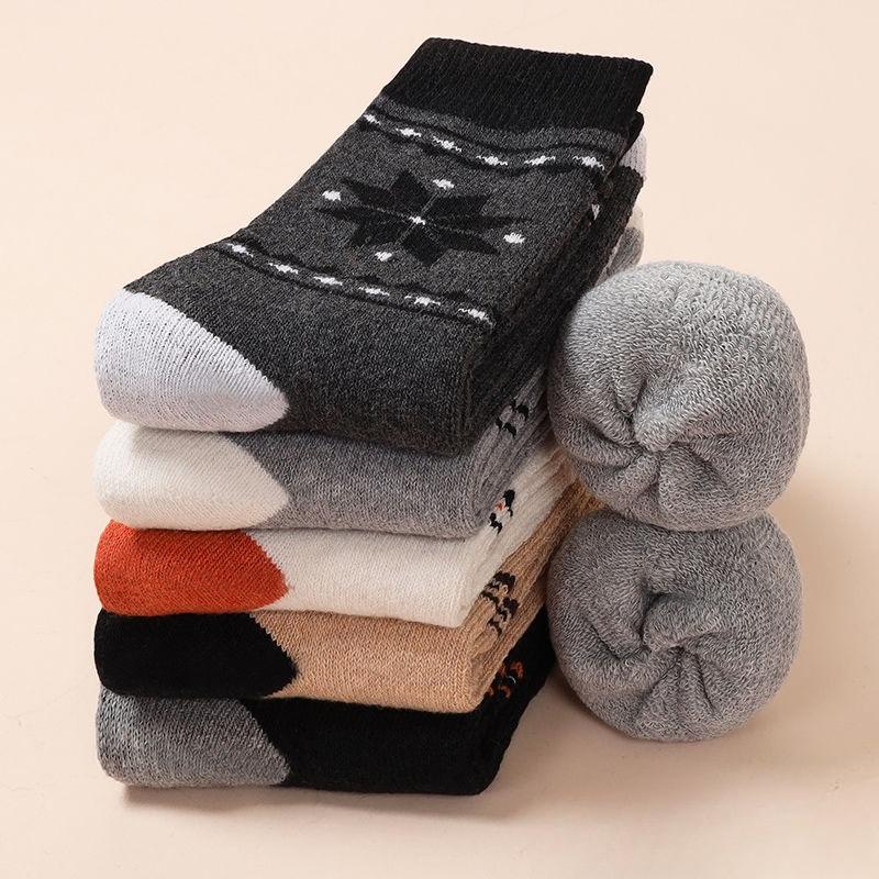 5 Pares Meias de Cano Médio Masculinas Meias Quentes Vintage Meias de Tricô para Inverno