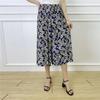 WTEMPO Women Spring Summer Autumn Large Size Elastic High Waist Wide Leg Culottes Loose Casual Floral Printed Thin Cropped Pants