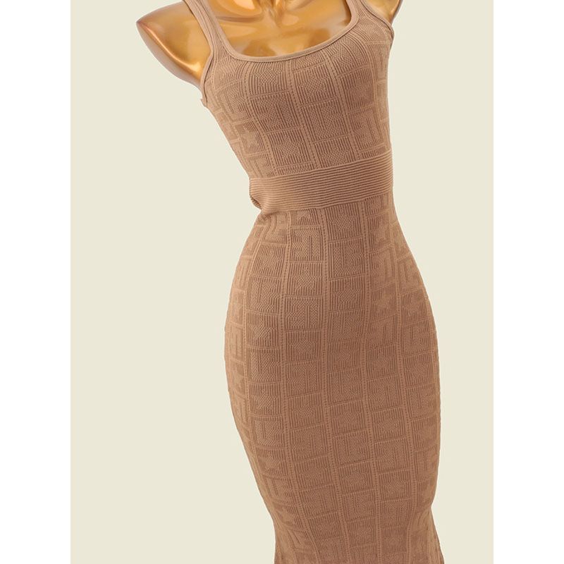 Bajia Style Maze Square Collar Slim Fit Sheath Long Dress Summer Pure Desire Slimming Sexy Knitted Dress