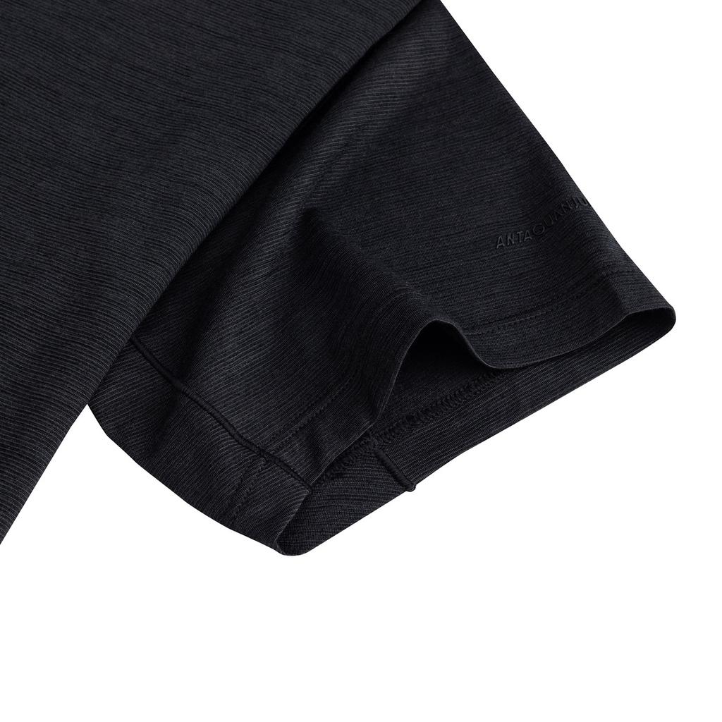 Anta Champion Mens Short Sleeve Knitted T-Shirt Summer Sports Tee Men Tops Basic-Black 152620107-4