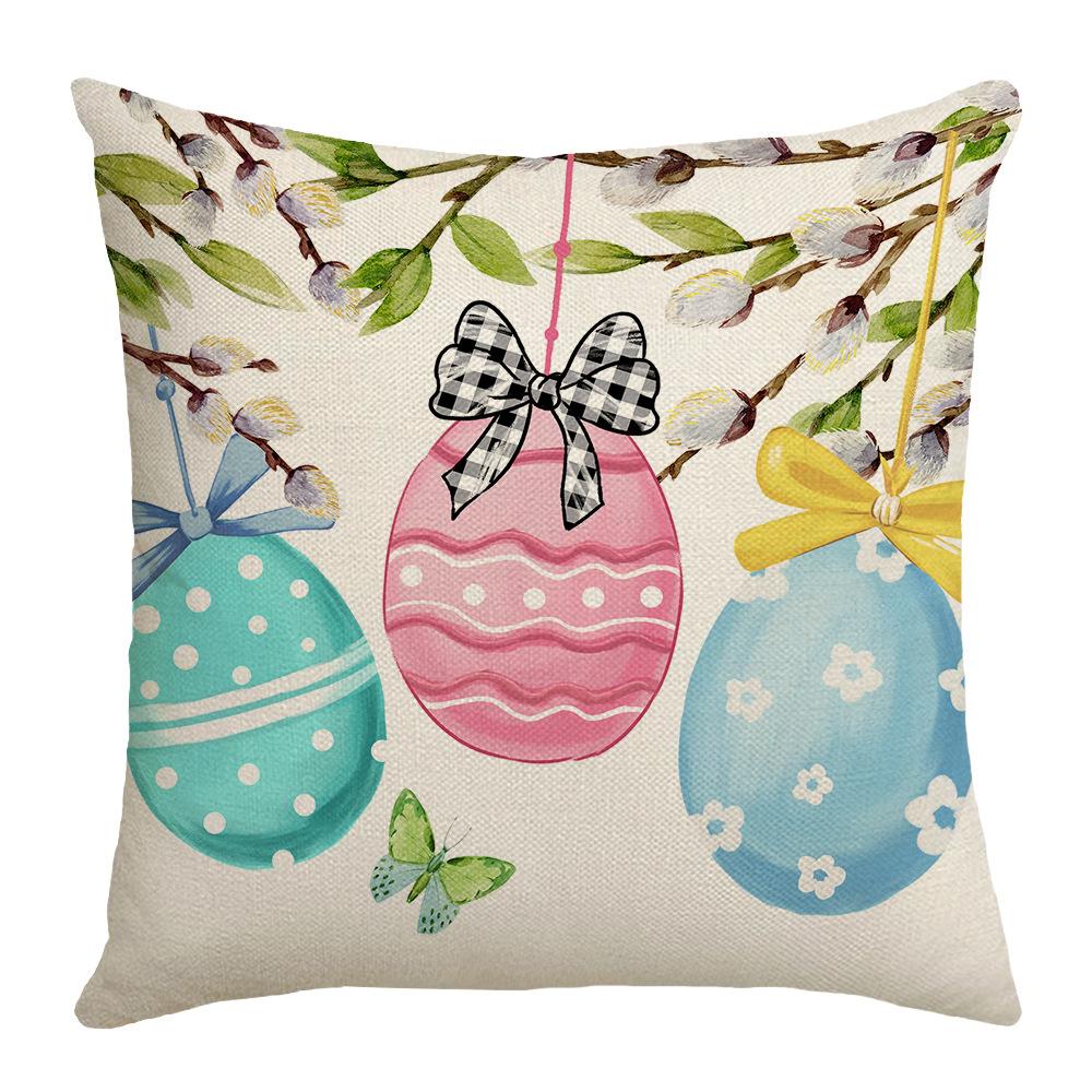 

New Festive Atmosphere Easter Pillow Cover Easter Egg Illustration Element Bedroom Living Room Sofa Decorative Pillow Cover 45 * 45Cm (excluding pillow core)