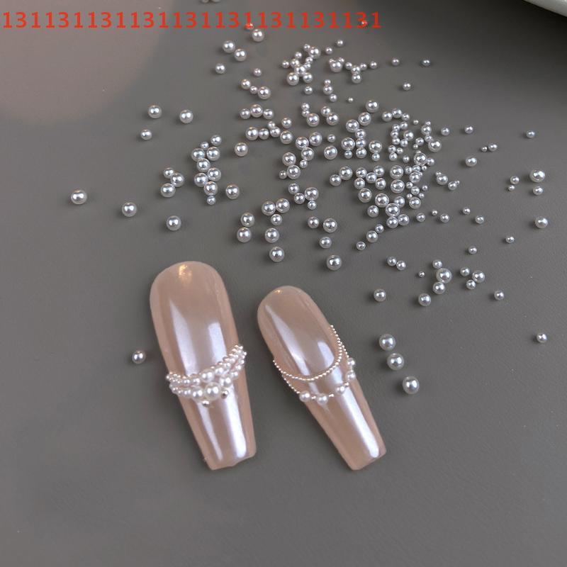 Pure White Nail Beads Rhinestone 1-6MM Mixed Size High Brightness Pearls 300-5000pcs/Bag for DIY Manicure Decor