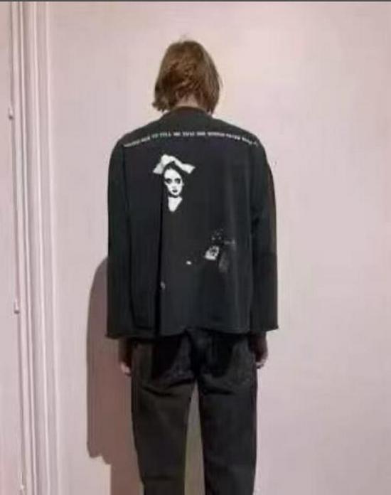 ERD Retro Wash Letter Print Drop Shoulder Long Sleeve T-shirt for Men