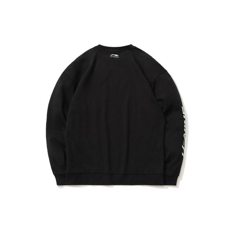 Li Ning Sports Casual Printed Crew Neck Pullover Sweatshirt Men Sweatshirt Black AWDR027-3