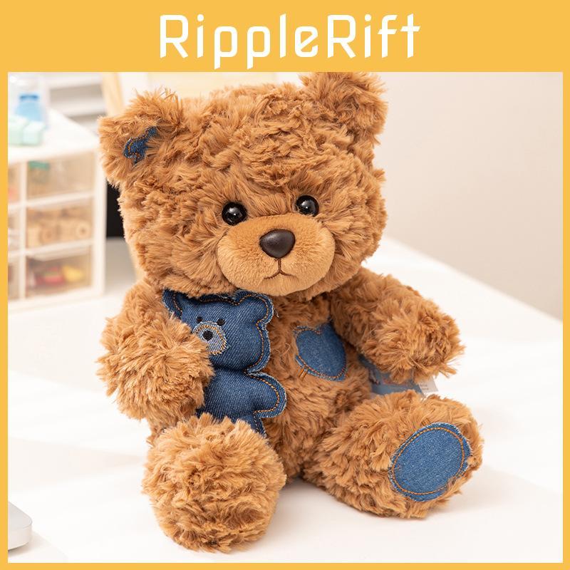Plush Teddy Bear Pillow Embracing A Denim Doll For Kids Gift Comfort