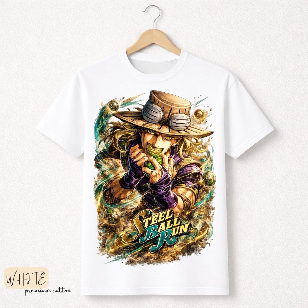 Anime Jojo Bizarre Adventure Steel Ball Run Gyro Zeppeli T-Shirts Unisex Damen Freizeit Baumwolle Kurze Ärmel Übergroße T-Shirts