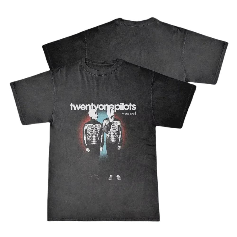 Tricou Casual Vintage Trupa Twenty One Pilots Femei Bărbați Mânecă Scurtă Oversized Rapper Hip Hop Punk Street Harajuku Bumbac