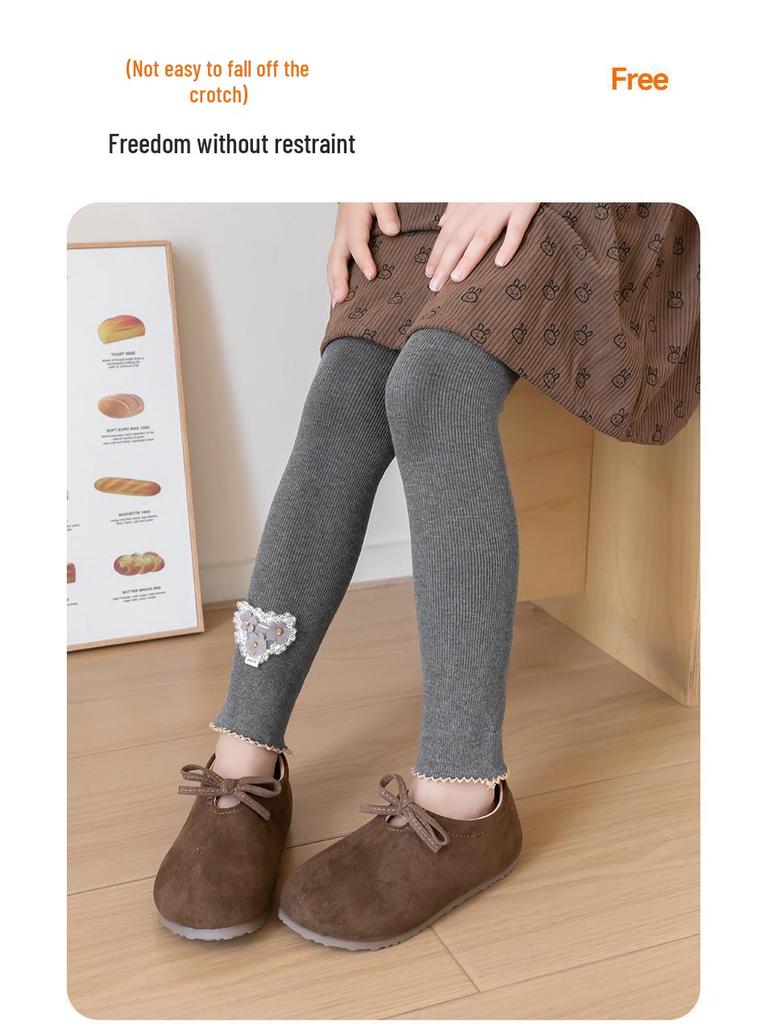 2025 New Korean-Style Girls' Fashion Leggings - Autumn/Winter, Medium-Thickness, Brushed Fleece, Warm Long Pants