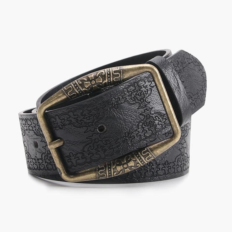 Retro Style Embossed Pu Ladies Belt With Metal Pin Buckle For Fashion Pairing