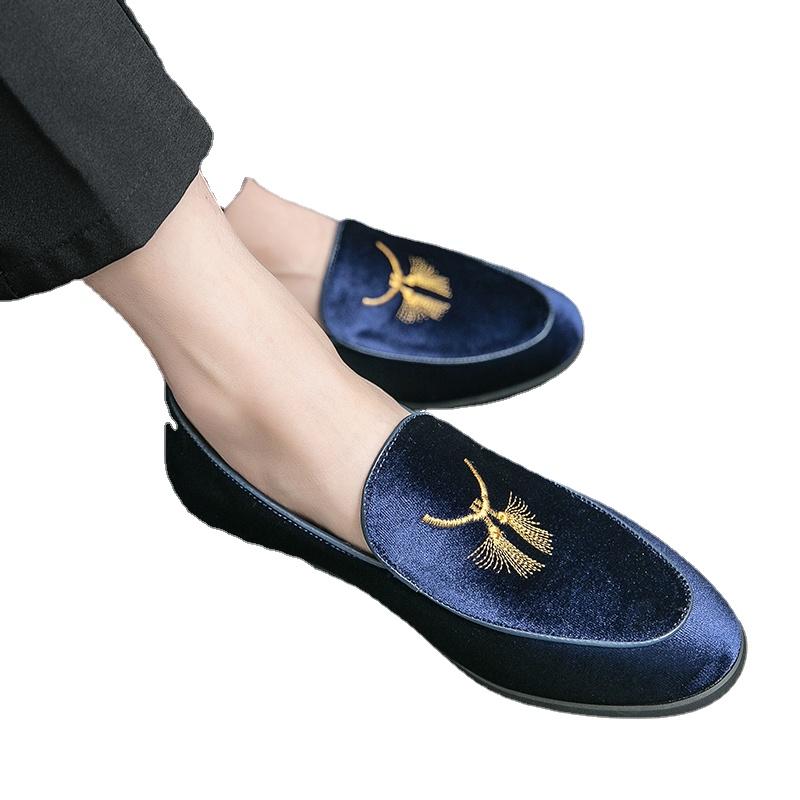 Fashion New Blue Flock Loafers for Men Casual Shoes Breathable Slip-On Men Shoes  Zapatos Casuales Para Hombres Men Shoes