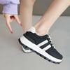 New Style Striped Large Women Thick Sole Board Shoes Front Lace Up Small White Shoes Low Top Casual Sports Sneakers Women