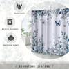 1 Elegant Floral Butterfly Shower Curtain - Polyester, Machine Washable, Artistic Bathroom Decor With Hooks, Polyester Fabric