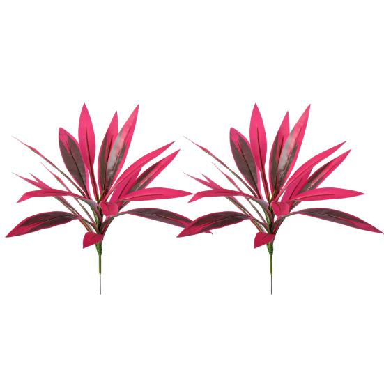 Yousheng Large Realistic Artificial Fern Dragon's Blood Tree Plants with Pink/Purple Leaves, UV Resistant Outdoor Fake Fern Plants for Garden, Patio,