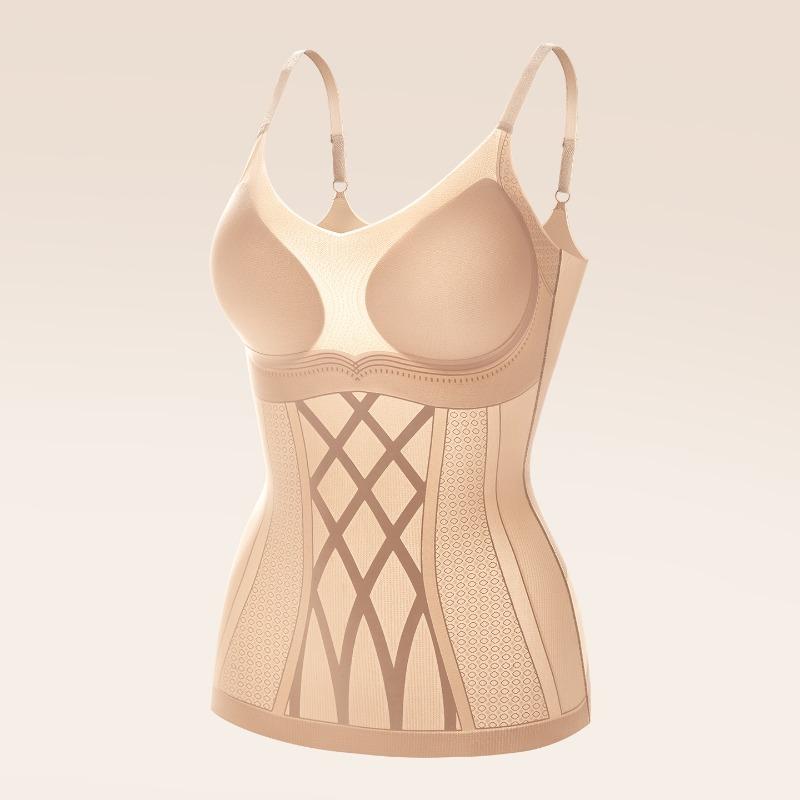Ultraleichter nahtloser Form-BH mit integrierter Polsterung, zum Schlankmachen der Taille und Straffen des Bauches, Ein schönes eng anliegendes Oberteil. XL beige