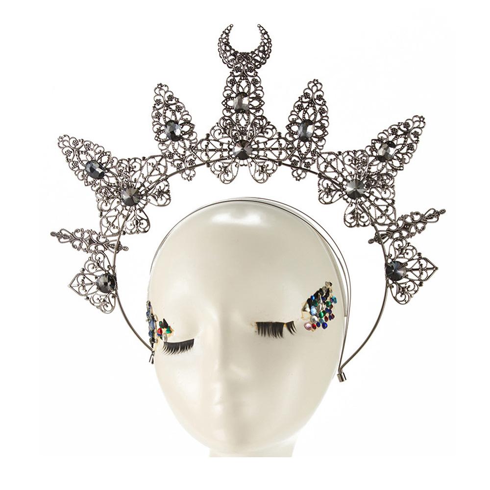 1pc Gothic Halo Crown Retro Horn Baroque Neutral Tiara Party Banquet Exaggerated Halloween Eye-Catching Hair Accessory Crown