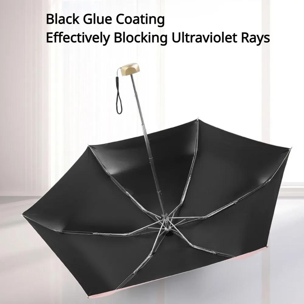 Mini Sun Umbrella Pocket Light Rain Umbrellas Anti Uv 5-Folding Parasol Portable Lightweight Sturdy Sunshade Umbrella for Travel