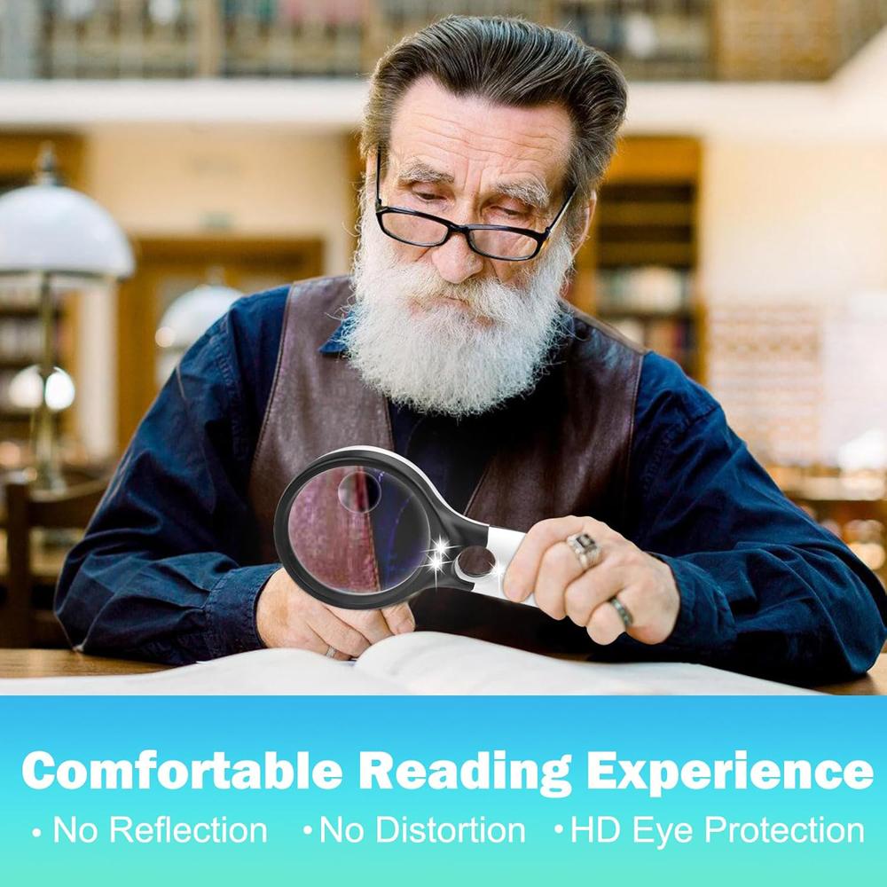 

45X Професійна ручна лупа лінза для читання 3 світлодіодні лампи для читання лупа для ювелірних виробів white