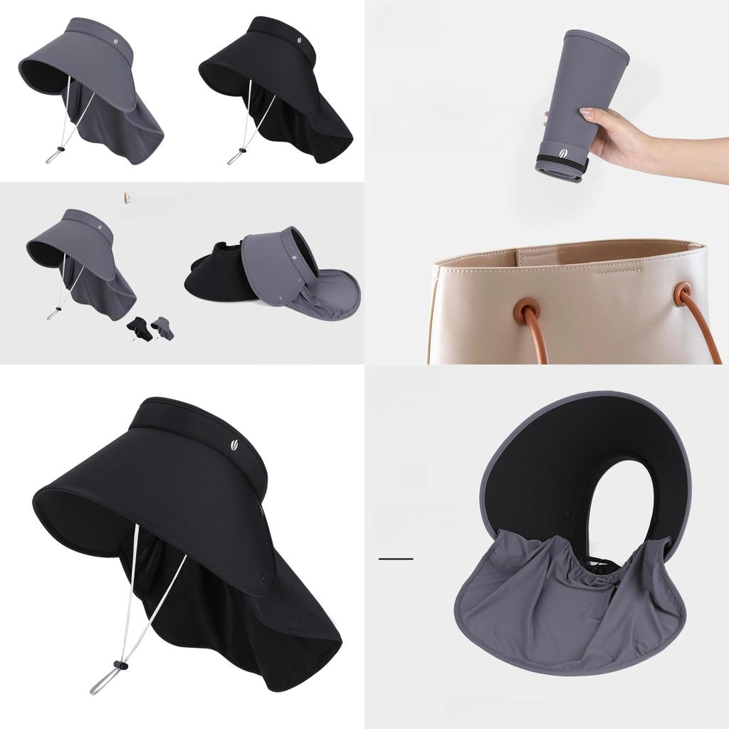 Summer Ice Silk Sun Hat With Wide Brim And Neck Protector For Outdoor Travel