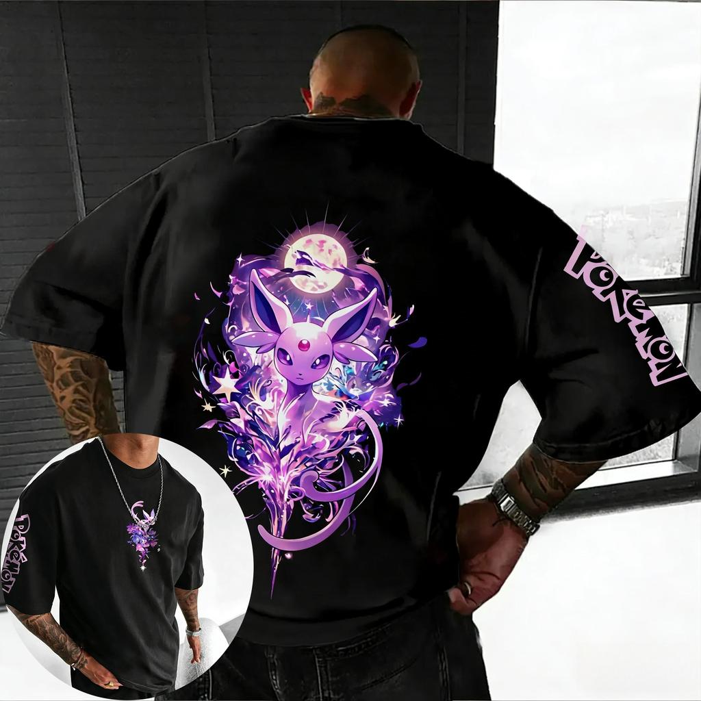 Spiel Espeon Bedrucktes Baumwoll-T-Shirt 2026 Herren und Damen Sommer Neu Hip-Hop Trend Lässig Locker Y2K Eltern-Kind Oberteil