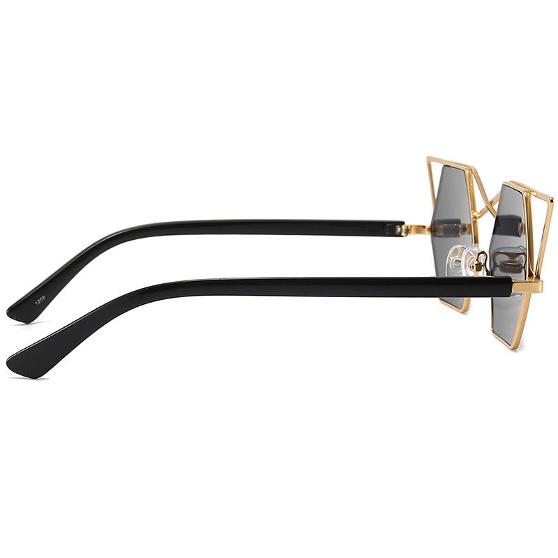 Geometric Hollow Out Sunglasses, Metal Frame Polygon Shades, Fashionable Styling Sun Protection Glasses 1209