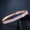 WWJ Top Quality Inlay Zirconia Open Cuff Bangle for Women