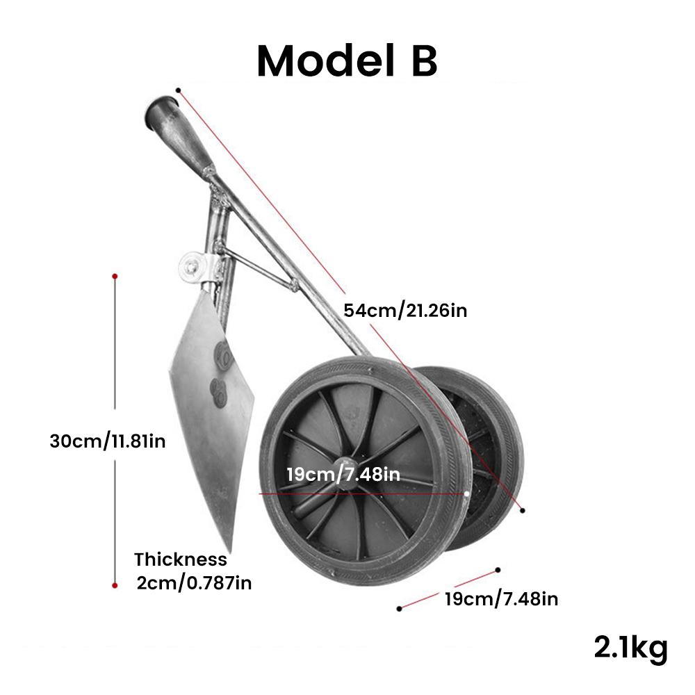 3 In 1 Multifunctional 2Wheels Power-Assisted Weeding Scarifying Hoe, Ditching And Scarifying Triangular Hoe, Agricultural Tools