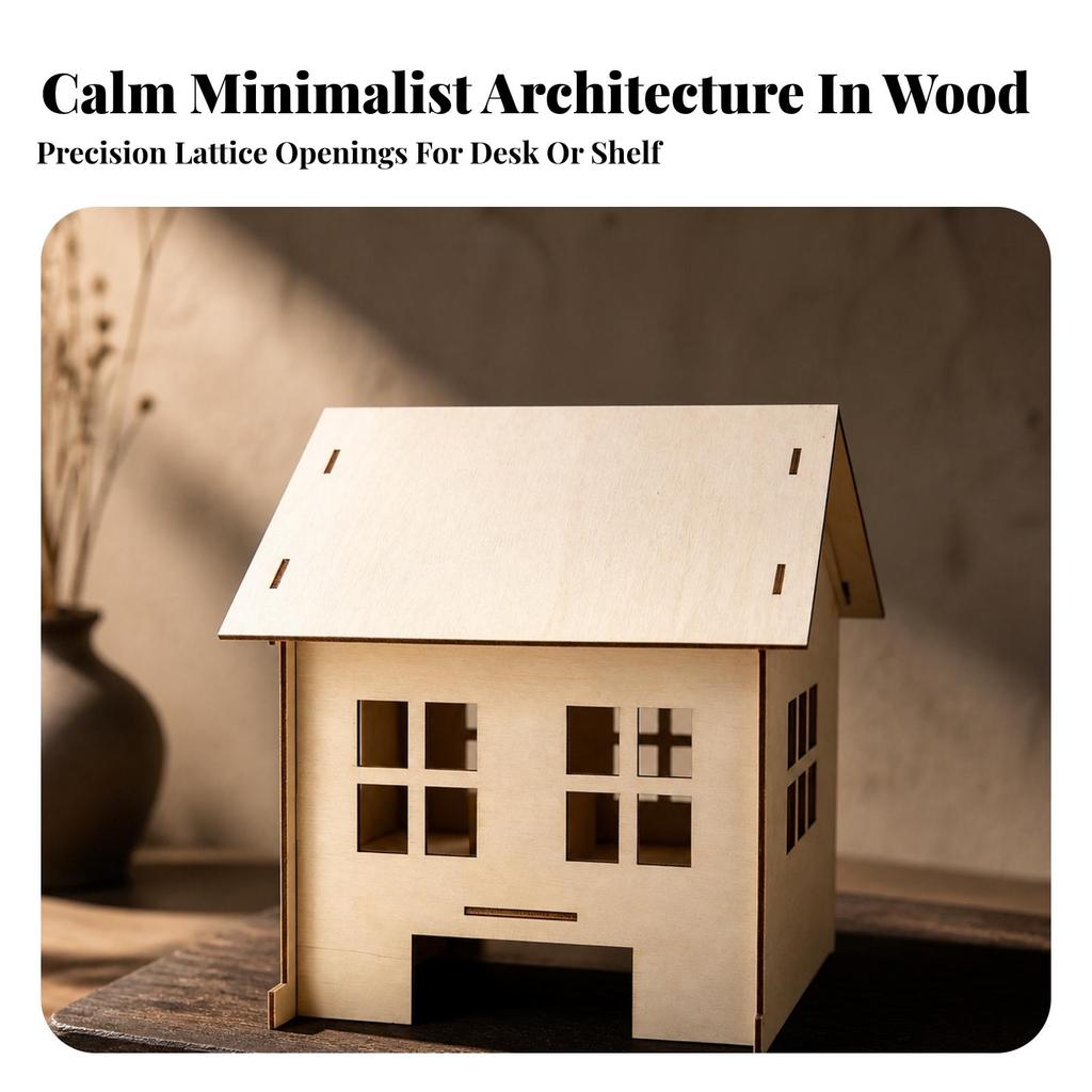 Natural Wood Craft House Model Easy to Assemble for Reading Nooks