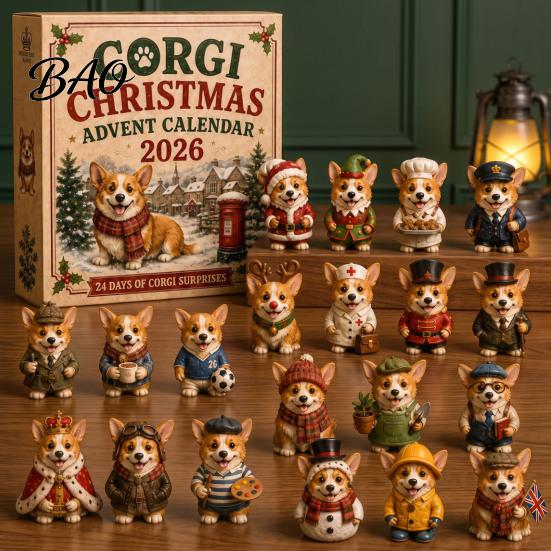 Colección Caja de Cuenta Atrás Calendario de Adviento para Perros, Juego de Adornos Acrílicos Navideños de 24 Días con Juguetes en Miniatura, Figuras Miniaturas, Decoración para Colgar en el Árbol, Regalo