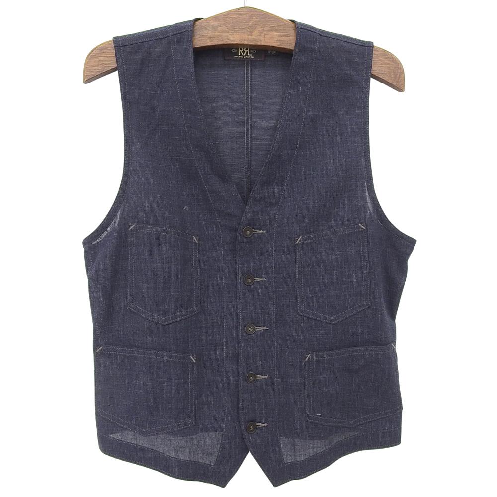 RRL Excellent condition cotton, wool, and linen pin check vest, men's, indigo, size M Best M IndigoUsed