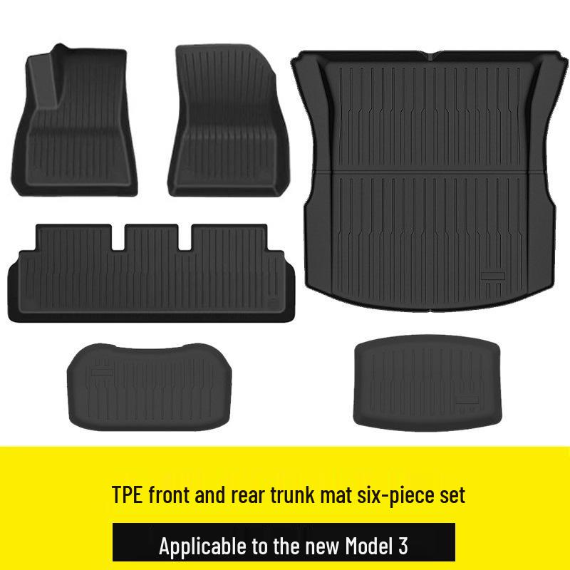 Waterproof, stain-resistant TPE mats for 2025 Tesla Model Y, tailored for front and rear trunks.