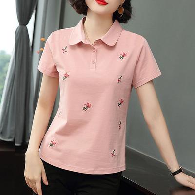 New Korean Style Base Shirt Collar Short Sleeved Shirt Women's Polo Collar Shirt Summer Shirt