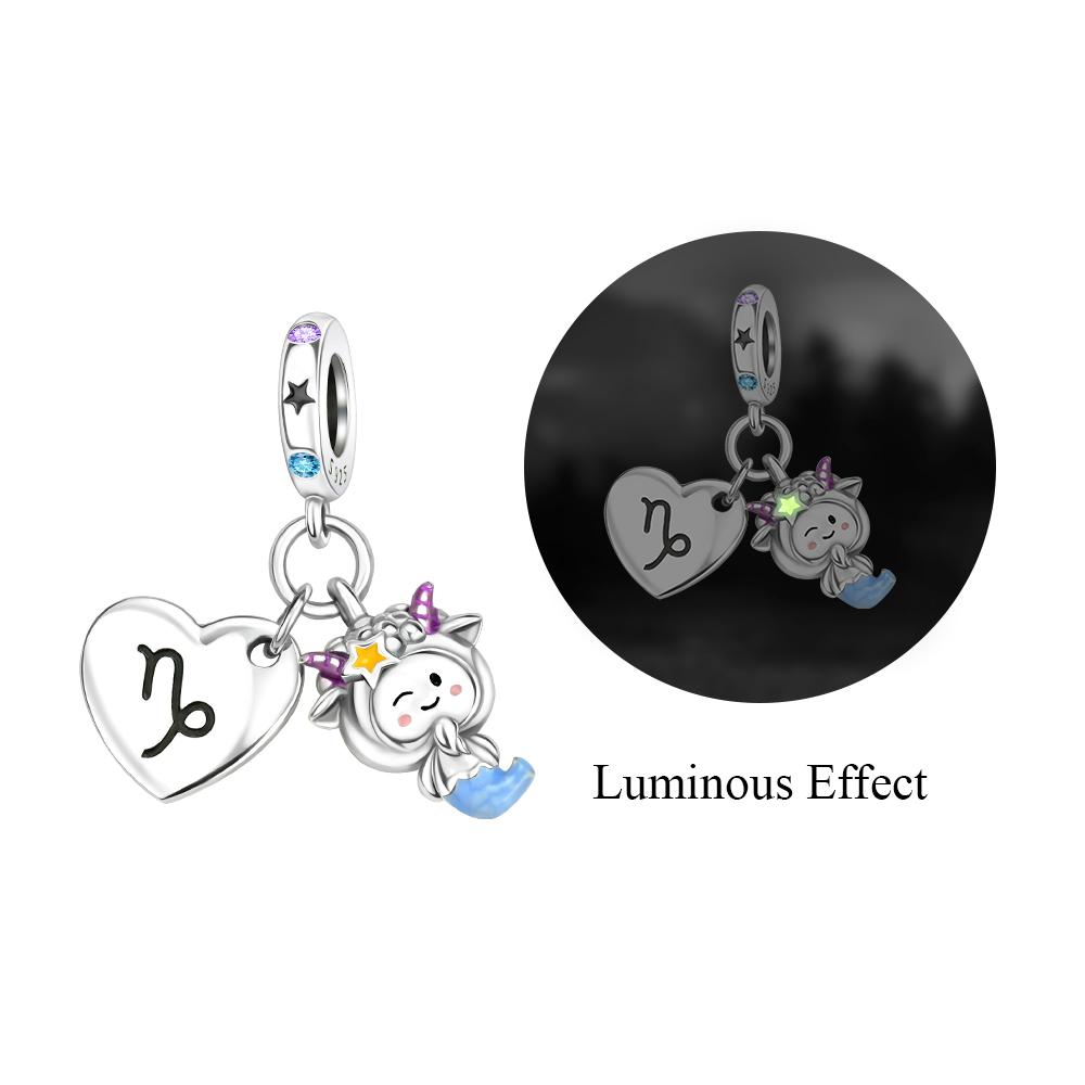Oryginalne Miedziane Charmsy Szczęśliwe Znaki Zodiaku Koraliki Świecące Gwiazdy Zawieszki Pasują Bransoletka DIY Drobna Biżuteria Prezent