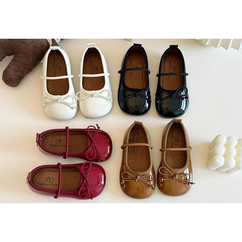 Girls Korean Style Bow Decorated Princess Leather Shoes