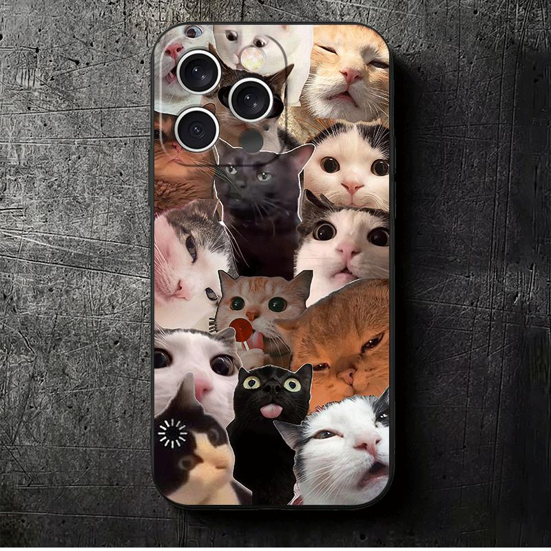 

Crying Cats Combine Memes Soft Phone Case for iPhone 16 16E 17 Air 15 Pro Max 14 Plus 13 Mini 11 12 7 Black Cover Back Shell iPhone 12 Pro Max