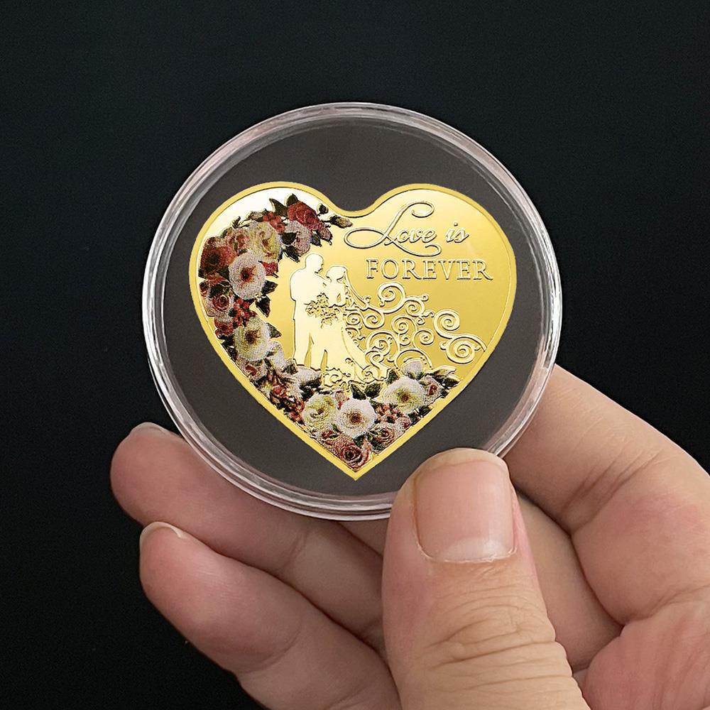 Valentine's Day gift, 520, love rose commemorative coin, coin, 52 languages, Qixi, gift for girlfriend, confession gift, hand gift