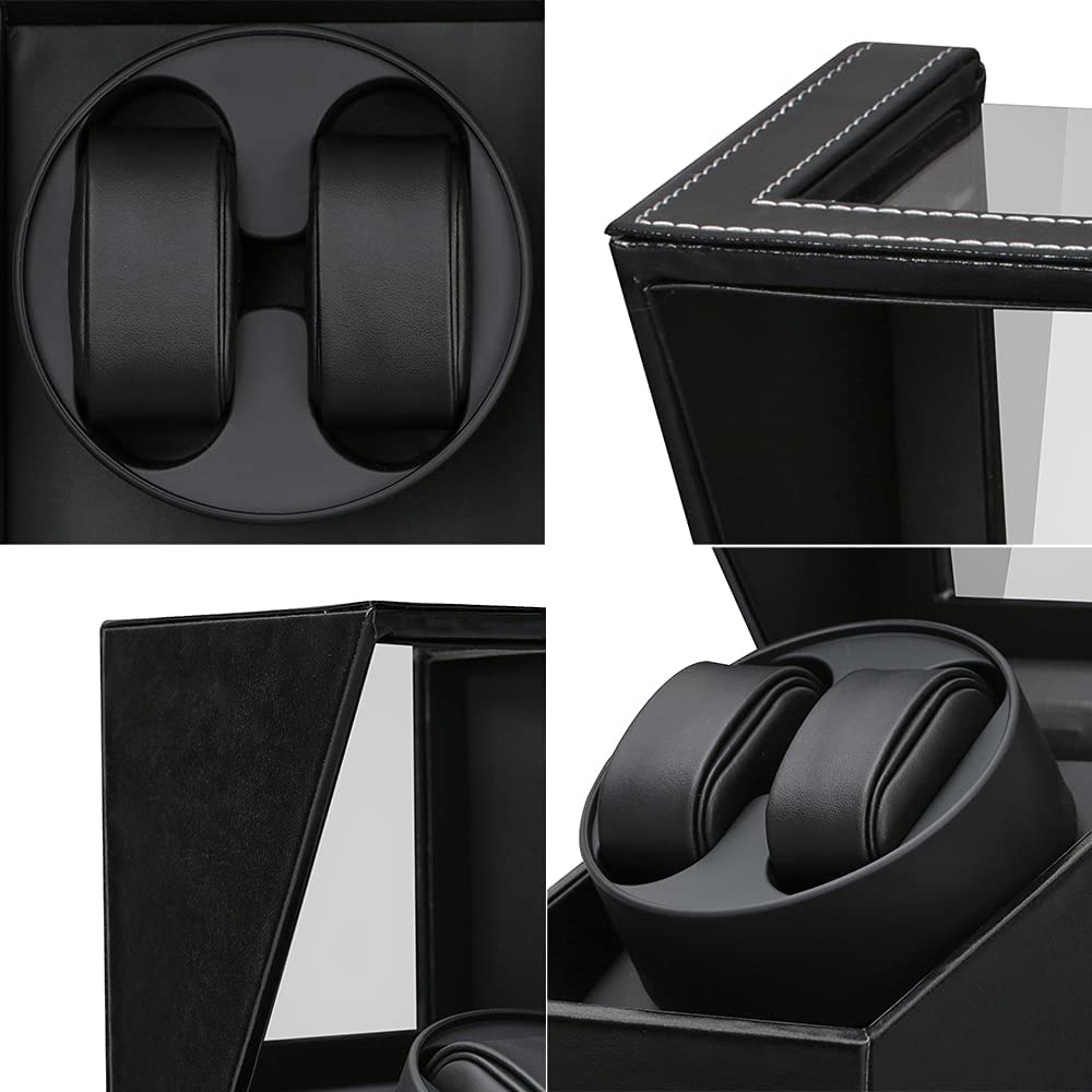 Automatic Watch Winder, Made in Japan with Mabuchi Motor Design, Fits All Men's and Women's Watches, 2022 Upgrade (Black Leather-135B)