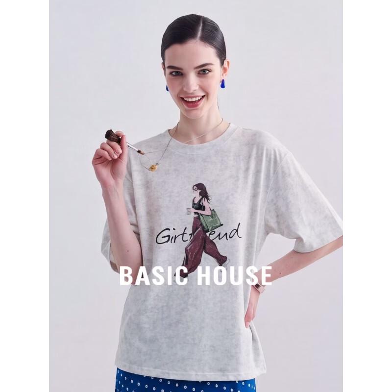 Basic House Women s Printed Short Sleeve T-Shirt One Size
