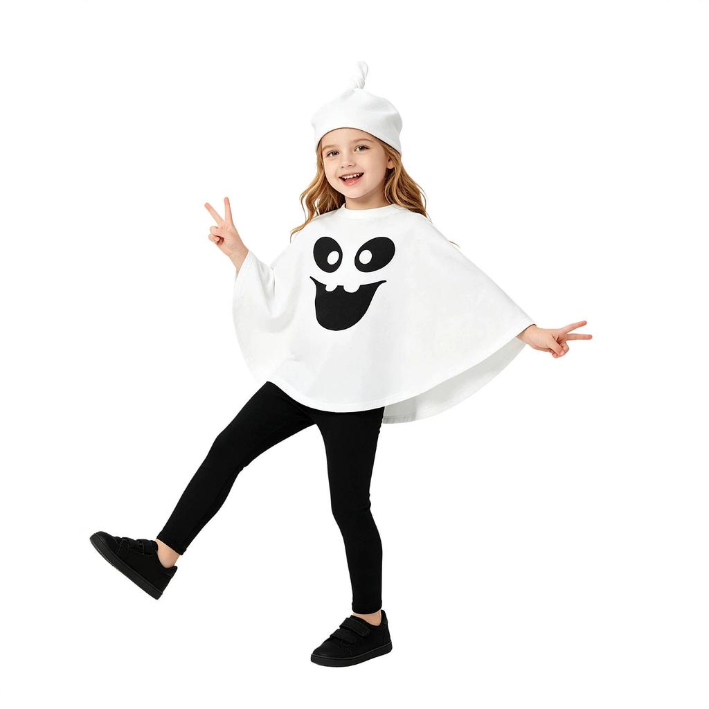 Halloween Pumpkin Cloak Set Kids Cute Funny Cape Kindergarten Party Stage Cosplay Outfit